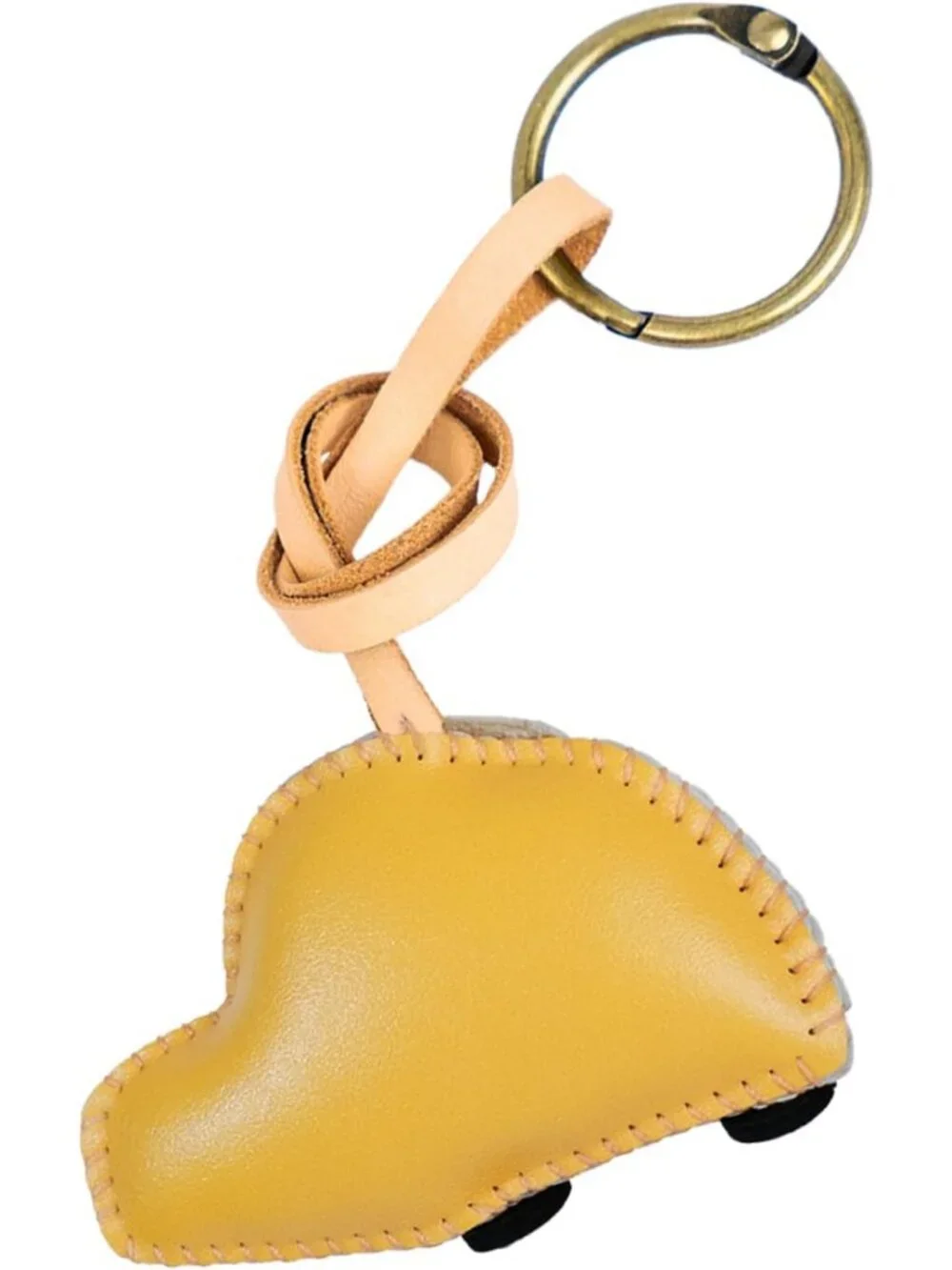 Hand-Sewn Leather Charm Keychain - Travel Icon Bag Charm for Car & Backpack